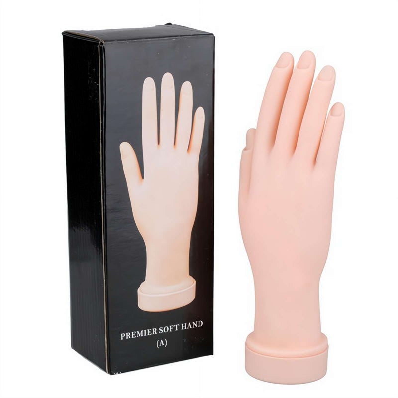 Flexible Bendable Nail Practice Hand for Acrylic Nails – Silicone Gel Skin-Tone Practice Hand with Removable Nails, Ideal for Beginners & Nail Art Enthusiasts - Image 1